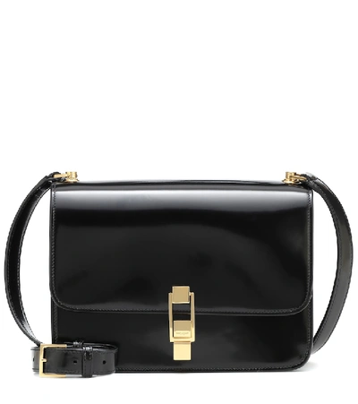 Shop Saint Laurent Carré Patent Leather Shoulder Bag In Black