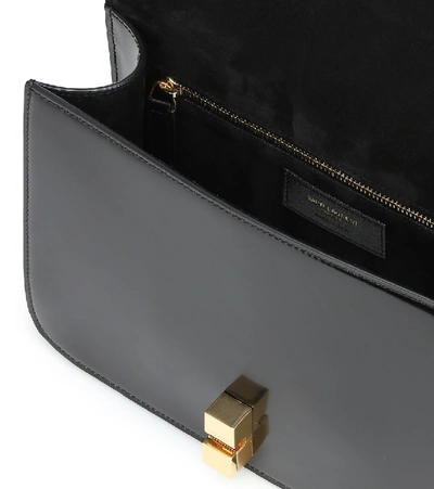 Shop Saint Laurent Carré Patent Leather Shoulder Bag In Black