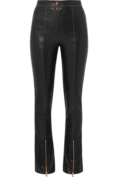 Shop Andersson Bell Faux Leather Flared Pants In Black