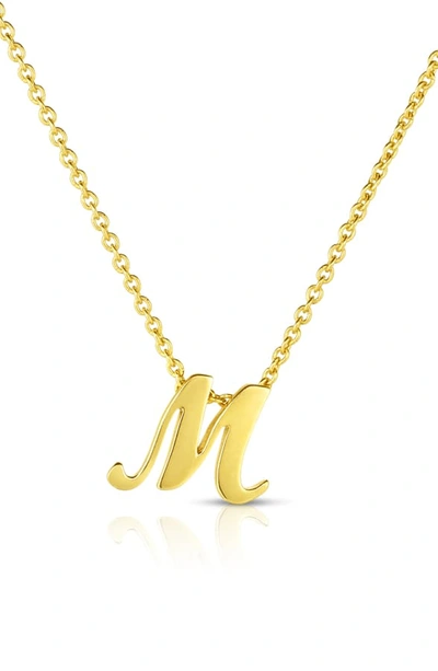 Shop Roberto Coin Robert Coin Cursive Initial Pendant Necklace In Yellow Gold - M