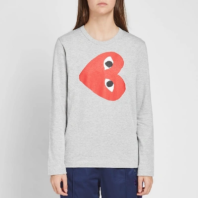 Shop Comme Des Garçons Play Comme Des Garcons Play Women's Long Sleeve Rotate Heart Tee In Grey