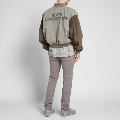 Shop Fear Of God 6th Collection Varsity Jacket In Grey