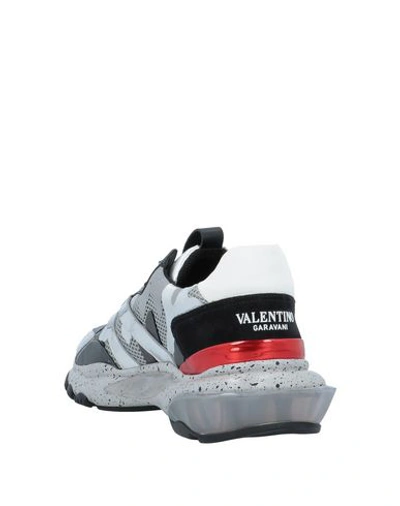 Shop Valentino Garavani Man Sneakers Silver Size 8.5 Textile Fibers, Soft Leather