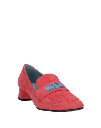 Shop Prada Loafers In Coral