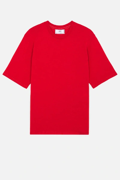 Shop Ami Alexandre Mattiussi Women Lightweight T-shirt With Ami Tab In Red