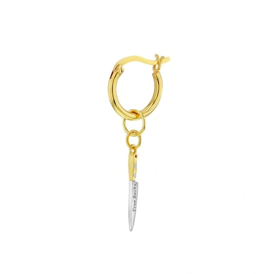 True Rocks Mini 2-tone Knife On Gold Plated Hoop Earring In Hoop