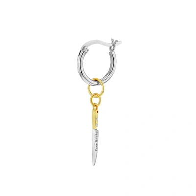 True Rocks Mini 2-tone Knife On Gold Plated Hoop Earring In Hoop