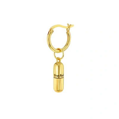 True Rocks 18kt Gold-plated Mini Pill Charm On Gold Hoop In Gold