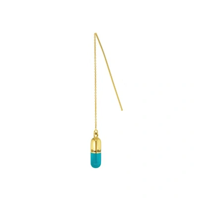 Shop True Rocks Turquoise & 18 Carat Gold Plated Pill Pull Through Earring