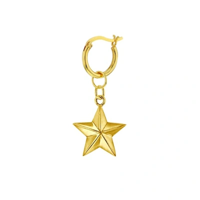 Shop True Rocks Sterling Silver & Rhodium Plated Star, Hung On A Sterling Silver Hoop Earring