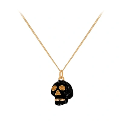 True Rocks Black & Gold Skull On Gold Hoop In Gold