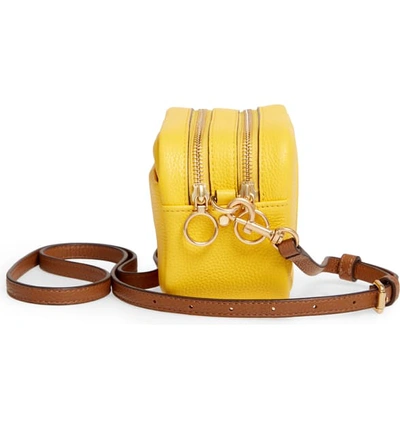 Shop Tory Burch Perry Bombe Leather Crossbody Bag In Lemon Drop