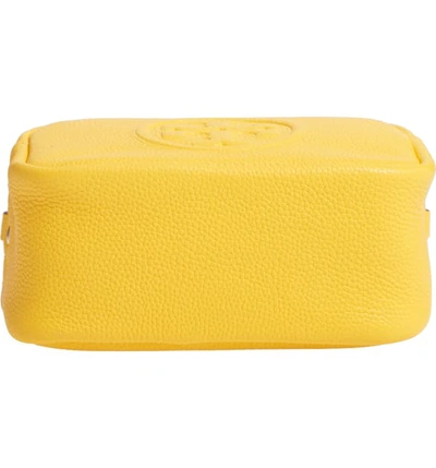 Shop Tory Burch Perry Bombe Leather Crossbody Bag In Lemon Drop