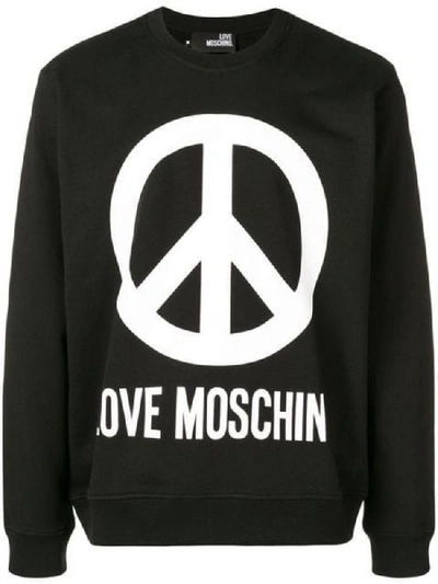 Shop Love Moschino Black Cotton Sweatshirt