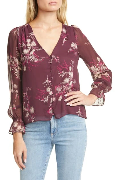 Shop Joie Bolona Ruffle Cuff Blouse In Plum