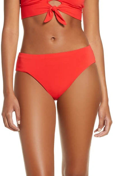 Shop Robin Piccone Ava High Waist Bikini Bottoms In Fiery Red