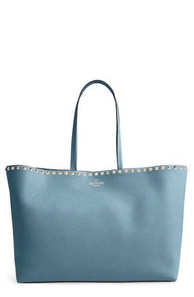 Shop Valentino Rockstud Leather Tote In Amadeus