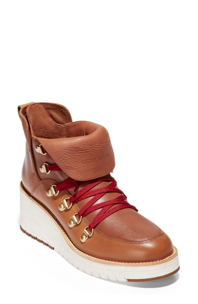 Shop Cole Haan Zerogrand Waterproof Wedge Hiker Boot In Acorn Leather