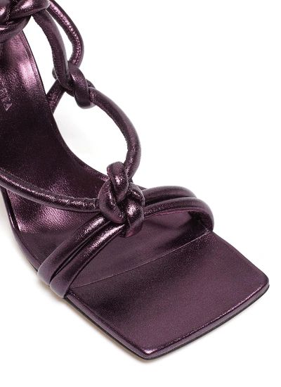 Shop Bottega Veneta '90' Square Toe Knotted Leather Strap Sandals In Purple