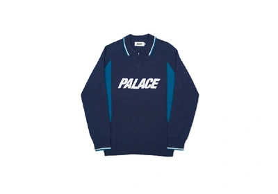 Pre-owned Palace  Polo Zip Knit Blue