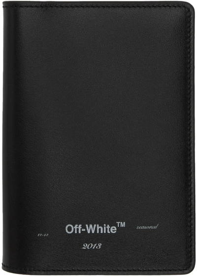 Pre-owned Off-white Logo Passport Wallet Black White
