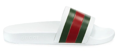 Pre-owned Gucci  Pursuit Pool Slides White