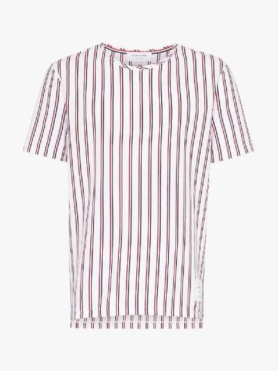 Shop Thom Browne Tricolor Repp Stripe Jersey Tee In White
