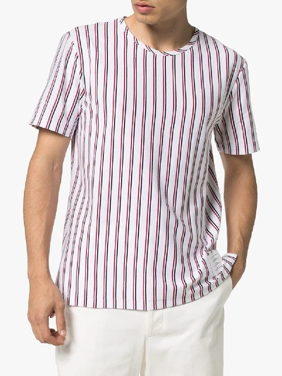 Shop Thom Browne Tricolor Repp Stripe Jersey Tee In White