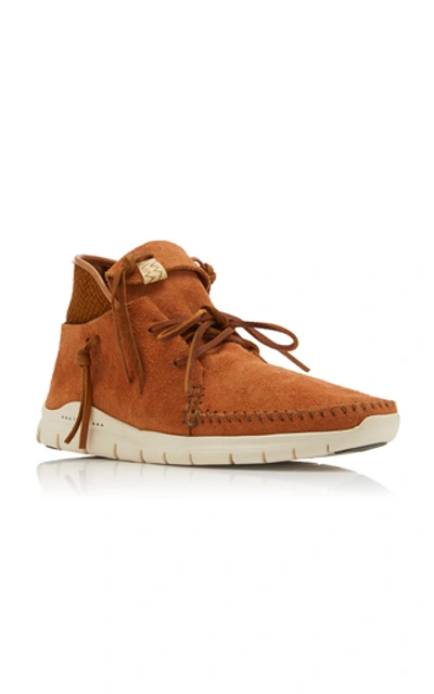 Shop Visvim Tasseled Suede Sneakers In Brown