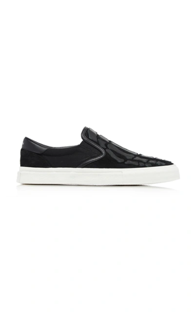 Shop Amiri Skel Slip On Leather Sneakers In Black