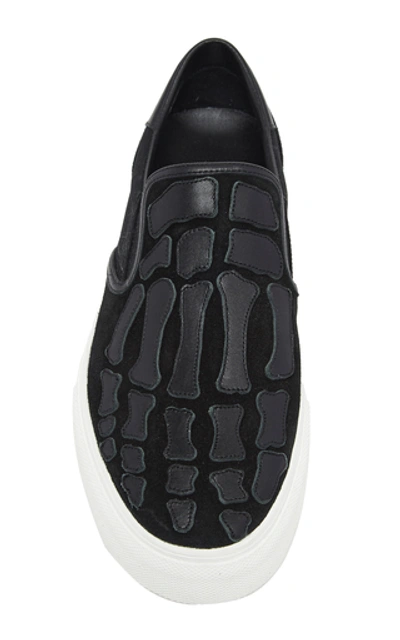 Shop Amiri Skel Slip On Leather Sneakers In Black