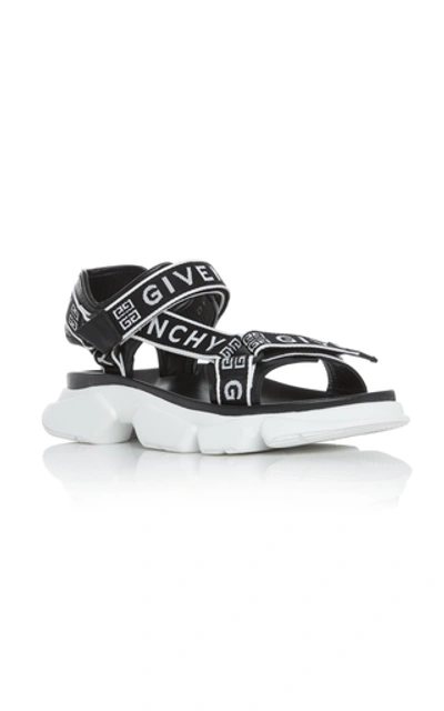 Shop Givenchy Jaw Logo-jacquard Leather Sandals In Black