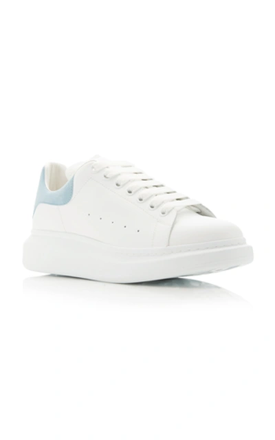 Shop Alexander Mcqueen Lace-up Leather Platform Sneakers In Blue