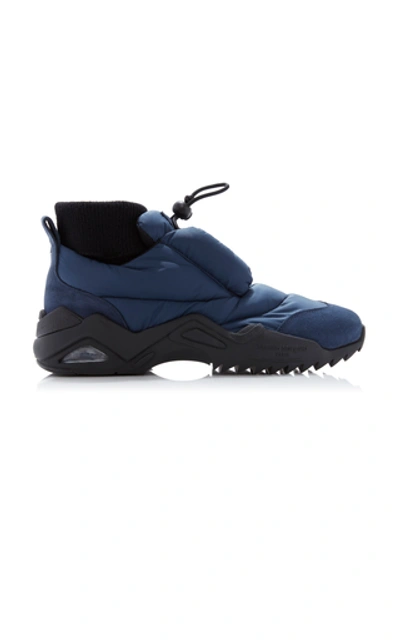 Shop Maison Margiela Suede-trimmed Puffer Sneakers In Navy