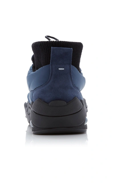 Shop Maison Margiela Suede-trimmed Puffer Sneakers In Navy