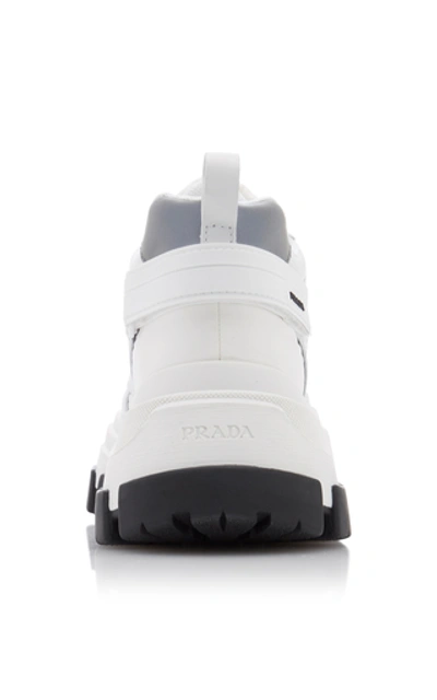 Shop Prada Shell And Rubber-trimmed Leather Sneakers In White