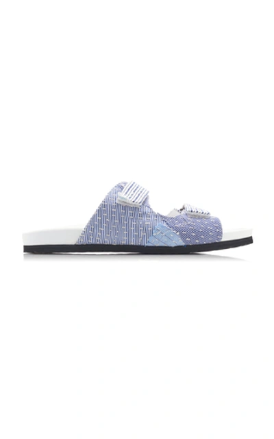 Shop By Walid Yves Patchwork-effect Poplin And Leather Sandals In Multi