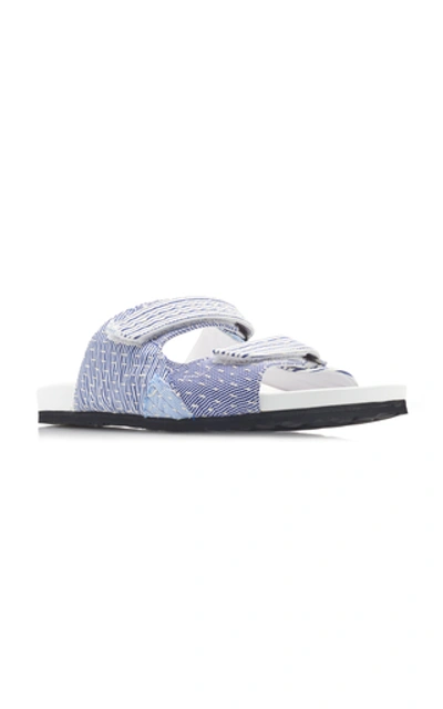 Shop By Walid Yves Patchwork-effect Poplin And Leather Sandals In Multi