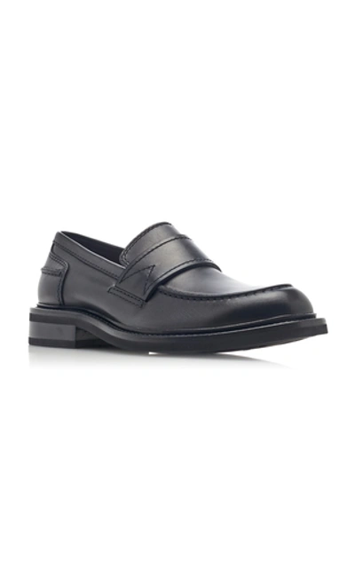 Shop Bottega Veneta Leather Penny Loafers In Black