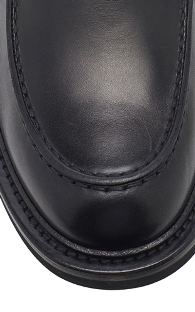 Shop Bottega Veneta Leather Penny Loafers In Black