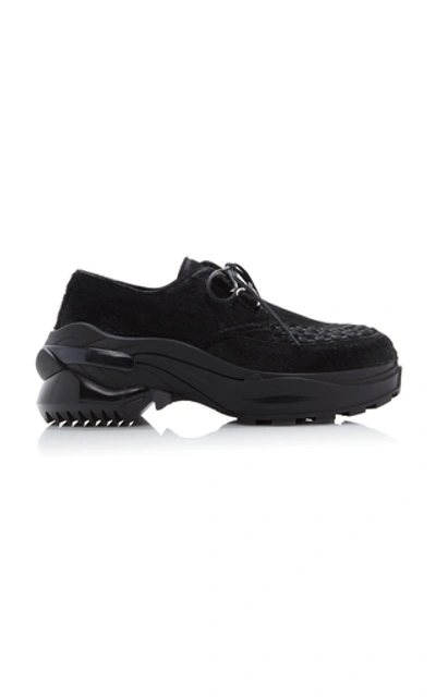 Shop Maison Margiela Woven Suede Lug-sole Derby Shoes In Black