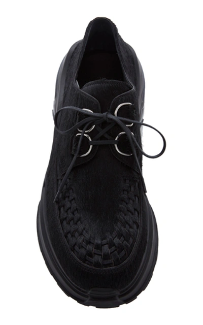 Shop Maison Margiela Woven Suede Lug-sole Derby Shoes In Black
