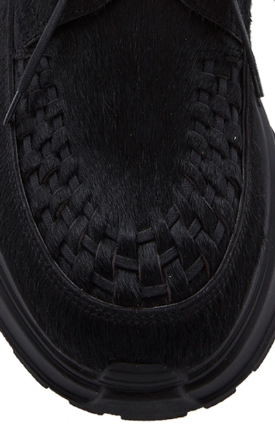 Shop Maison Margiela Woven Suede Lug-sole Derby Shoes In Black