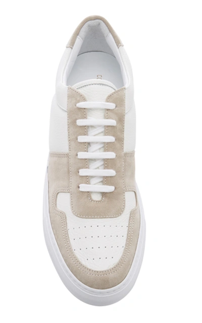 Shop Common Projects Bball Two-tone Leather Sneakers In White