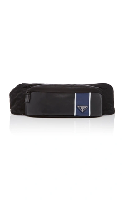 Shop Prada Striped Shell Belt Bag In Black