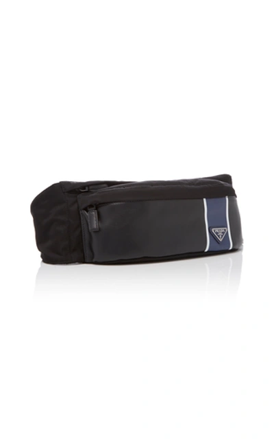 Shop Prada Striped Shell Belt Bag In Black