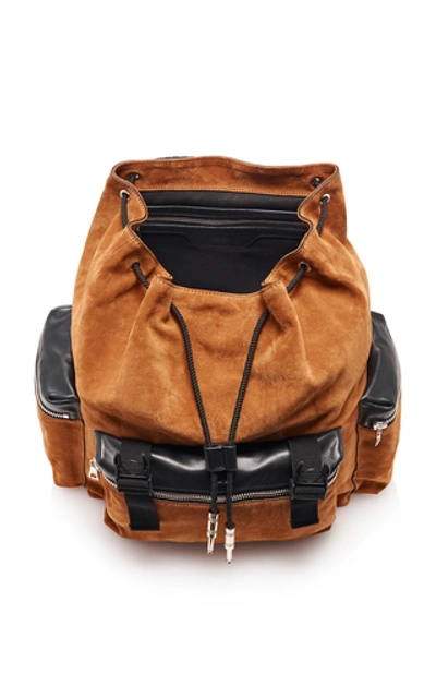 Shop Amiri Leather-trimmed Suede Backpack In Brown