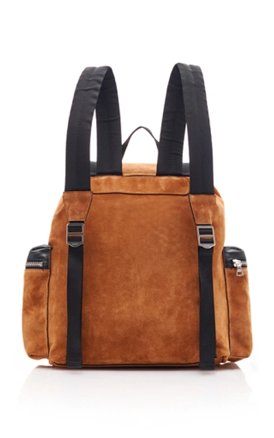 Shop Amiri Leather-trimmed Suede Backpack In Brown