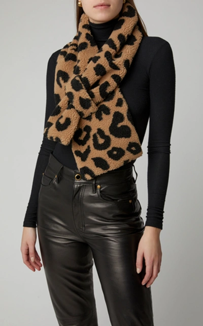 Shop Apparis Exclusive Shelley Leopard-print Faux Fur Scarf In Brown