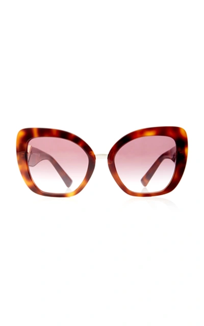 Shop Valentino Square-frame Tortoiseshell Acetate Sunglasses In Neutral